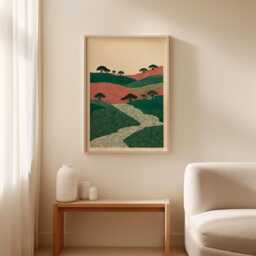 Abstract Landscape Poster, Rolling Hills Art Print, Minimal Nature Illustration - thumbnail 3