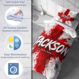 Personalised Name Paint England Flag Single Duvet Cover Three Lions Football Supporter Bedding St Georges Cross Sport Fan Bedroom Decor Gift - thumbnail 2