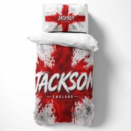 Personalised Name Paint England Flag Single Duvet Cover Three Lions Football Supporter Bedding St Georges Cross Sport Fan Bedroom Decor Gift