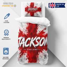 Personalised Name Paint England Flag Single Duvet Cover Three Lions Football Supporter Bedding St Georges Cross Sport Fan Bedroom Decor Gift - thumbnail 4