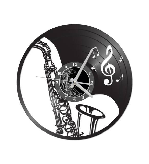 Free Shipping Music/Saxaphone Themed Vinyl Album Record Clock Made in The > Usa - image 1