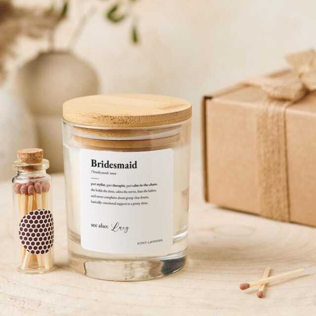 Bridesmaid Candle Gift Fun Wedding Party Keepsake For Best Friend Sister Thank You Present Bridal Shower Team Bride Hen - image 1