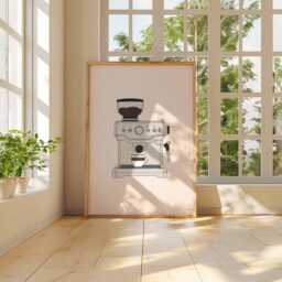 Coffee Machine Wall Art, Barista Kitchen Poster, Espresso Maker Print, Lover Artwork, Modern Cafe Decor, Minimalist Poster - thumbnail 3