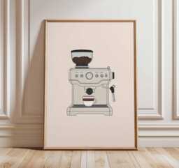 Coffee Machine Wall Art, Barista Kitchen Poster, Espresso Maker Print, Lover Artwork, Modern Cafe Decor, Minimalist Poster - thumbnail 1