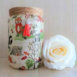 Light Jar Woodland Animals Decoupage Glass Lantern - thumbnail 3