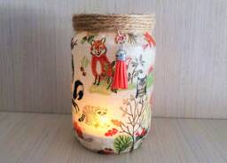 Light Jar Woodland Animals Decoupage Glass Lantern - thumbnail 1