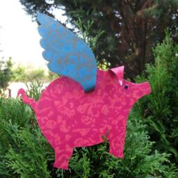 Upcycled Metal Mermaid Christmas Tree Topper Pink & Green Nautical Decor - thumbnail 4