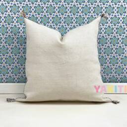 Yakiti-White Square Moroccan Pillows 20x20, Aka Cactus Silk Pillow, Decorative Pillows, Sabra Pillows, Decor Designer Cactus Silk - thumbnail 3