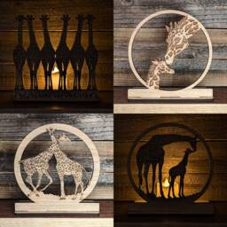 Large Giraffes Wooden Tealight Candle Holders - thumbnail 2