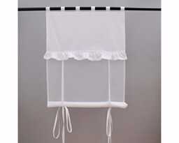 Shabby Chic Ruffle Blind For Curtain Rod - Made To Measure Voile Blinds With Loops/Tunnel Velcro Rustic Vintage - thumbnail 1