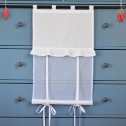 Shabby Chic Ruffle Blind For Curtain Rod - Made To Measure Voile Blinds With Loops/Tunnel Velcro Rustic Vintage - thumbnail 3