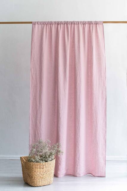 Natural Linen Dusty Pink Color Curtains/Custom Rod Pocket Rustic Blinds Curtains/ Curtains&window Treatments - image 1
