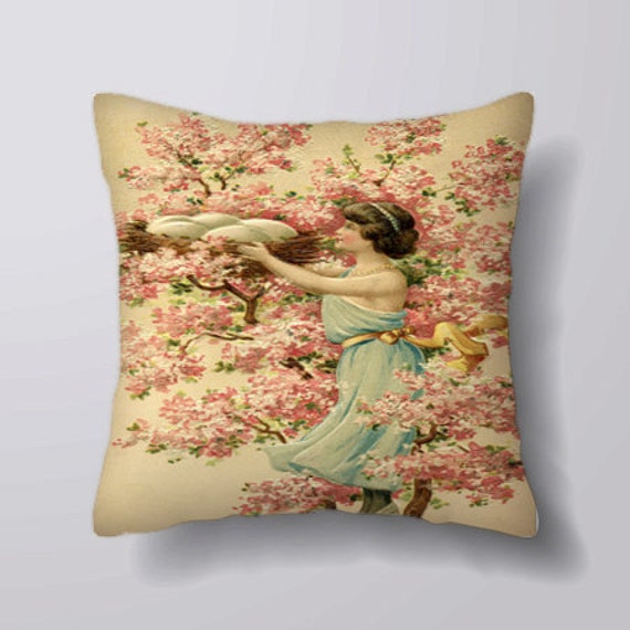 Vintage Flowers Fairy - Customizeable Personlized -Cushion Cover Case Or Stuffed With Insert - image 1