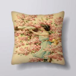 Vintage Flowers Fairy - Customizeable Personlized -Cushion Cover Case Or Stuffed With Insert - thumbnail 1