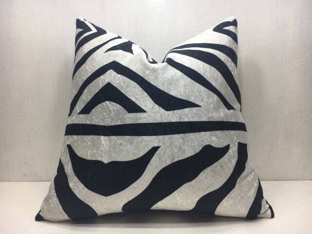 Ikat Velvet Pillow Cover, Handwoven Silk Blend, Decorative Accent - 20x20 - image 1