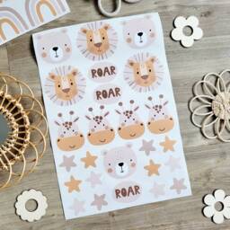 Boho Safari Animal Wall Sticker Decals - Lion Nursery Art Jungle Playroom Decor - thumbnail 3