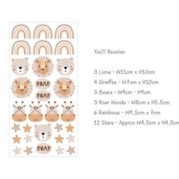 Boho Safari Animal Wall Sticker Decals - Lion Nursery Art Jungle Playroom Decor - thumbnail 2