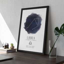 Libra Star Sign Constellation Print & Frame Gift Astronomy Astrology Zodiac Stars Art Wall Decor For Her Him Boyfriend Girlfriend Boho - thumbnail 3