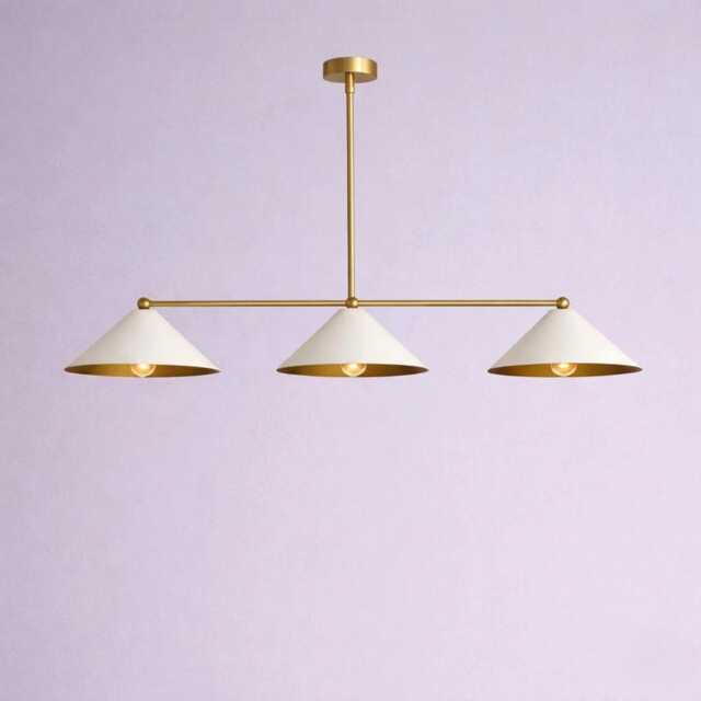 3 Light Kitchen Island Pendant Modern Dining Room Ceiling Fixture Handmade Mid Century Brass Linear Chandelier - image 1