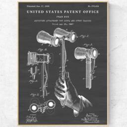 1888 Opera Glasses Patent Print Theatrical Invention Blueprint Poster, Vintage Wall Art - thumbnail 2