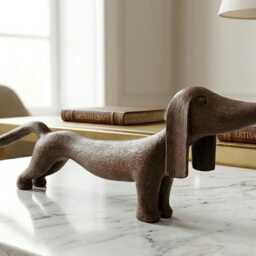 Dog Sculpture From Wood Dachshund Wood Dog Figurine Boho Art - thumbnail 2