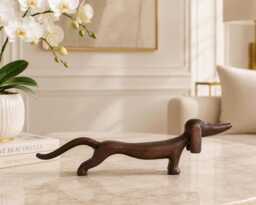 Dog Sculpture From Wood Dachshund Wood Dog Figurine Boho Art - thumbnail 1