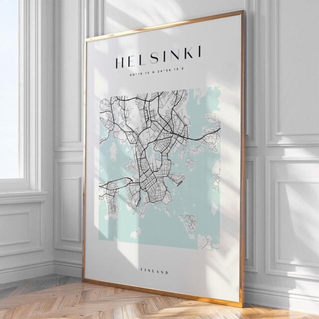 Helsinki City Map Print, Home Decor, Wall Art, Poster, Framed - image 1