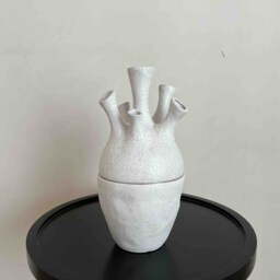 Multiple Openings Bud Vase, White Nordic Scandi Unique Vase Perfect For Faux Flowers - thumbnail 2