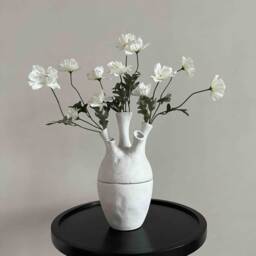 Multiple Openings Bud Vase, White Nordic Scandi Unique Vase Perfect For Faux Flowers - thumbnail 3