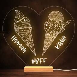 Best Friends Ice Cream Personalised Gift Warm White Lamp Night Light