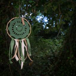 Crochet Dreamcatcher in Olive Green Colour, Linen & Burlap Ribbons, Framed Dreamcatcher, Wall Decoration, Boho Decor - thumbnail 2