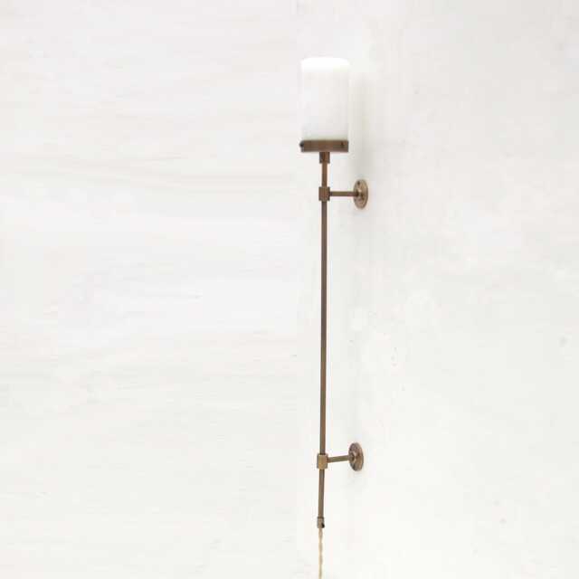 Plug-In Alabaster Wall Sconce, Brass Sconce Light, Light No.0161 - image 1