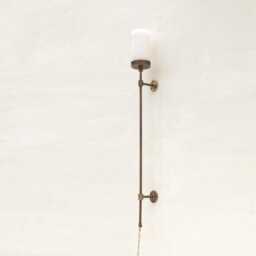 Plug-In Alabaster Wall Sconce, Brass Sconce Light, Light No.0161 - thumbnail 2