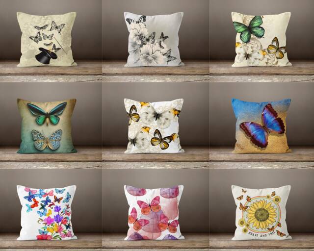 Butterfly Cushion Case-Decorative Pillow Case-Housewarming Cover-Home Decor Cover-Gift For Her Cushion-Handmade Material - image 1