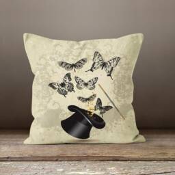 Butterfly Cushion Case-Decorative Pillow Case-Housewarming Cover-Home Decor Cover-Gift For Her Cushion-Handmade Material - thumbnail 2