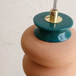 Hanging Terracotta Ceramic Lamp, Colorful Handmade Lampshade Design, Unique Light Fixture Gift - Us Shipping Includes All Taxes - thumbnail 2