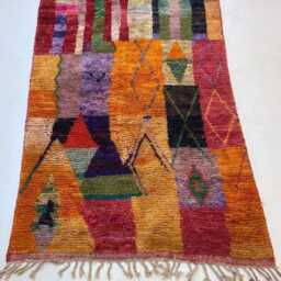 Colorful Moroccan Boujad Rug Handwoven Wool Azilal Carpet - thumbnail 3