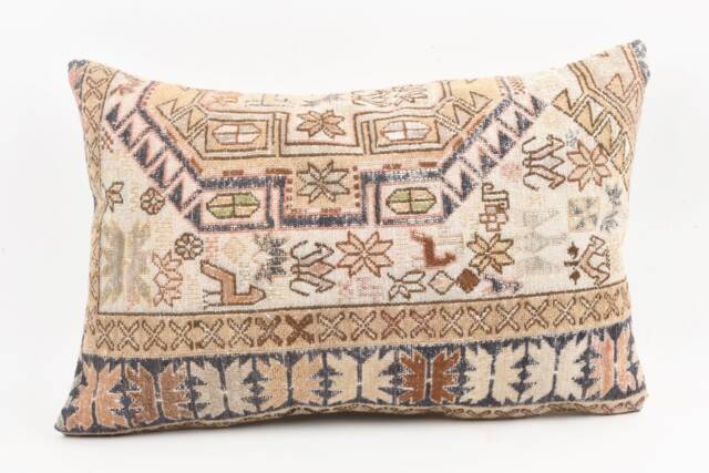 Handwoven Turkish Kilim Lumbar Pillow Bohemian Home Decor - 16x24 Inch - image 1