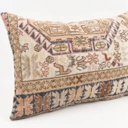 Handwoven Turkish Kilim Lumbar Pillow Bohemian Home Decor - 16x24 Inch - thumbnail 3