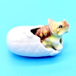 Miniature Ceramic Dinosaur Dino Baby Egg Animal Little Yellow Brown Figurine Small Statue Tiny Decoration Collectible Hand Painted Figure - thumbnail 2