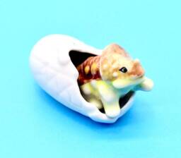 Miniature Ceramic Dinosaur Dino Baby Egg Animal Little Yellow Brown Figurine Small Statue Tiny Decoration Collectible Hand Painted Figure - thumbnail 1