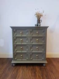 Vintage Chest Of Drawers in Olive Green - thumbnail 1
