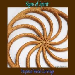 Wheel Spiral Wood Carving - Pagan Of The Year Calendar Wiccan Home Celtic Art Energy Vortex Wall Hanging Growth Expansion - thumbnail 2