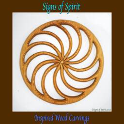 Wheel Spiral Wood Carving - Pagan Of The Year Calendar Wiccan Home Celtic Art Energy Vortex Wall Hanging Growth Expansion - thumbnail 1