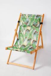 New Hardwood Banana Leaves Garden Deck Chair Beach Wooden Deckchairs With Pillow