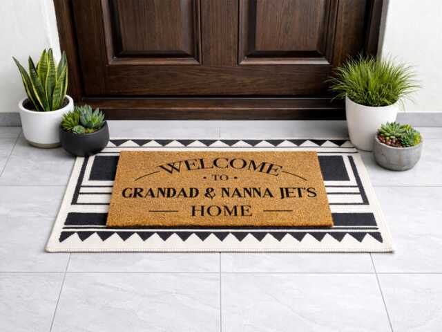 Personalized Grandparent Gift - Arched Typographic Doormat Entryway Decor - image 1