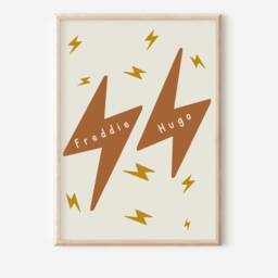 Personalised Brothers Prints. Set Of 2 Lightening Prints For Boys Bedroom, Nursery Or Playroom - Prints Only - thumbnail 3