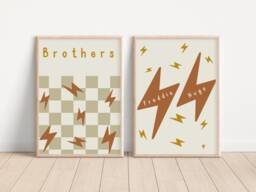 Personalised Brothers Prints. Set Of 2 Lightening Prints For Boys Bedroom, Nursery Or Playroom - Prints Only - thumbnail 1