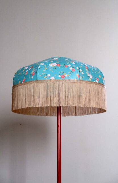 "Retro Lampshade in Japanese Paper With Fringe ""Mila" - image 1