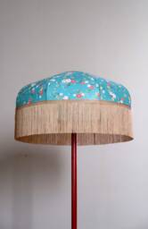 "Retro Lampshade in Japanese Paper With Fringe ""Mila" - thumbnail 1